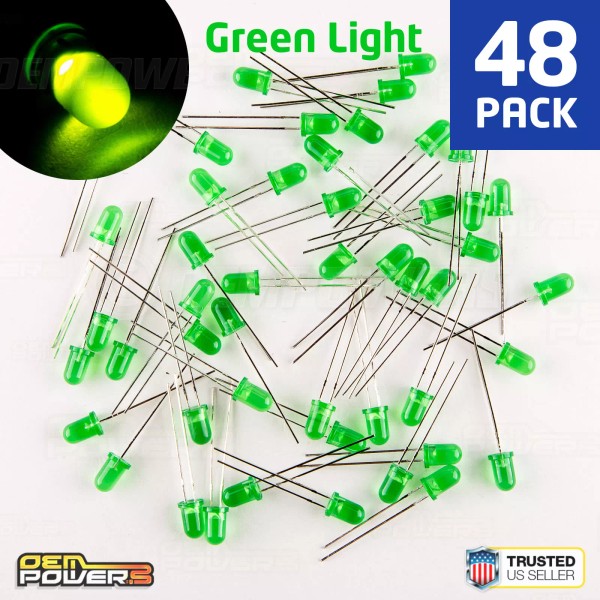 RadioShack 48 X RadioShack 5mm Green Diffused LED #2760022 BULK