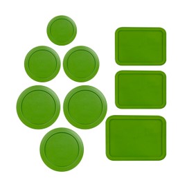 Replacement Lids for Pyrex Containers (1) 1-Cup (2) 2-Cup (2) 4-Cup (1) 7-Cup (2) 3-Cup (1) 6-Cup Round Rectangle (Green)