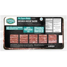 Pederson’s Farms, Buckin' Pork Bacon, Whole30 (4 Pack, Use/Freeze) 10oz (Chopped & Formed) – Uncured, No Sugar, Keto Paleo Friendly, No Nitrite Nitrate, Made in the US. Cooking Instructions Provided