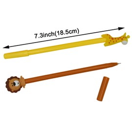 Maydahui 12PCS Cute Animal Rollerball Pens Cartoon Lion Giraffe Horse Style Black Gel Ink for School Office Stationery Supplies