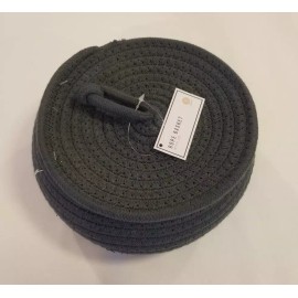 Ankyo Dark Gray Rope Basket with Lid Woven Cotton Round Pot Shape, Size: 8"x4"