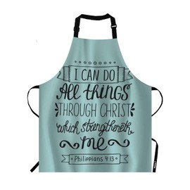 Moslion Bible Verse Apron,With I Can Do All Things Through Christ Christian Lettering Quote Apron,Adjustable Neck Bib Apron for Men Women,Suitable for Kitchen Cooking Waitress Chef Apron