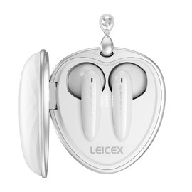 LEICEX Wireless Earbuds, Bluetooth Headphones with Pendant Necklace 30Hrs TWS Battery Life Noise Cancelling Calls IPX5 Waterproof Women Earbuds Stereo Sound Ear Buds for Workout/Home/Office（White）