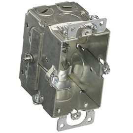Hubbell Raco 3 in. x 2 in. Switch Box, Gangable, 2-1/2 in. Deep, One 1/2 in. KO & NMSC Clamps, Plaster Ears, Old Work, Gray (512)