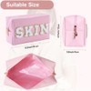 Preppy Patch Makeup Bag,Travel Cosmetic Bags PU Leather Portable Waterproof