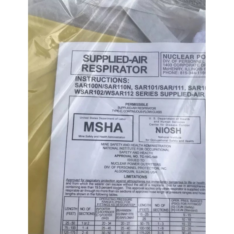 Nuclear Power Outfitters SAR101 Supplied-Air Respirator Bubble Hood Protection