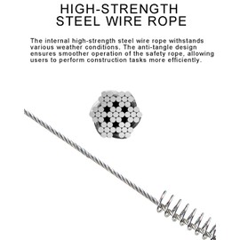11FT Self Retracting Lifeline, BUCAMAO Steel Cable Retractable Lanyard