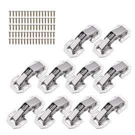 Bohaner Hinges for Cabinet Doors, Pack of 10 Hinges, Cupboard Hinge, Screw-On Hinges, 77 x 32 mm, Hidden Kitchen Door Hinges, 90 Degree with Screws, Hinges for Cabinet Door