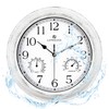 Lafocuse White Outdoor Wall Clocks Waterproof for Patio with Thermometer,