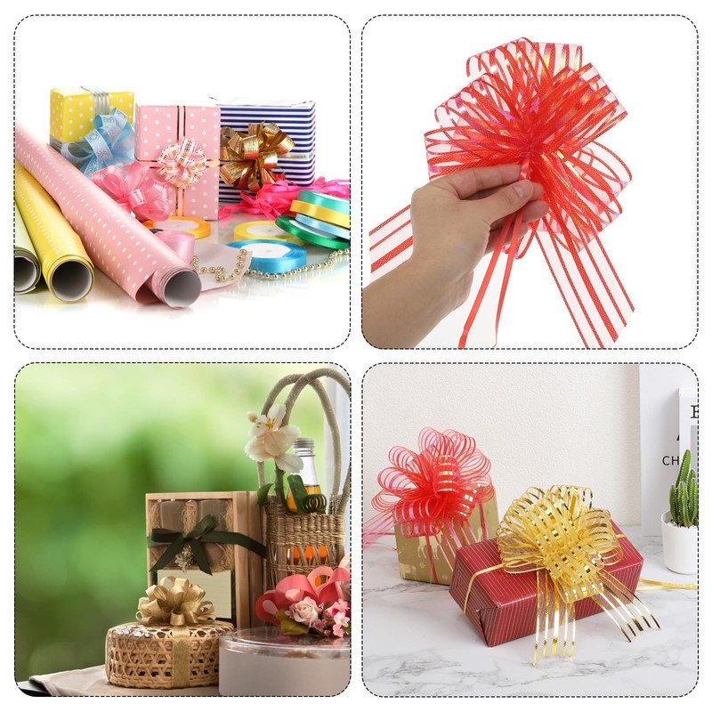 QUARKZMAN Pack of 15 4 Inch Large Organza Pull Bows