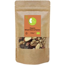 Organic Mixed Nuts & Raisins - Certified Organic - by Busy Beans Organic (500g)