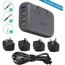 SOKOO 230W Step Down 220V to 110V Voltage Converter Travel Adapter with 4-USB Ports