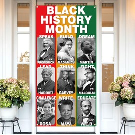 Vohado Black History Month Door Cover Afro African American Black Pride Celebrate Decoration February School Classroom Front Porch Sign Decor