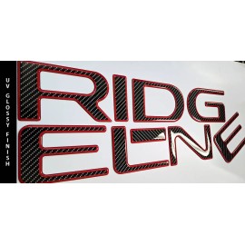 AUTOCARIMAGE Tailgate raised letters fits RIDGELINE 2024 2025 2026 carbon with red outline