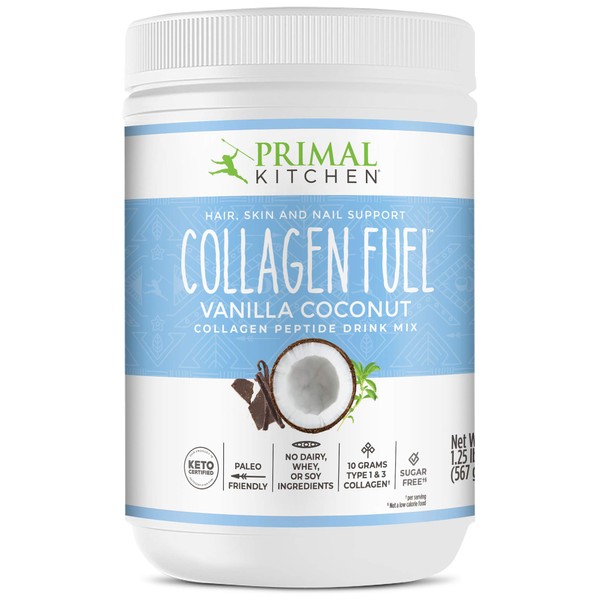 Primal Kitchen Collagen Fuel Collagen Peptide Drink Mix, Vanilla Coconut, No Dairy Coffee Creamer and Smoothie Booster, 20 Ounces