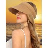 soul young Womens Straw Sun Visor Hat Ponytail Hole UV