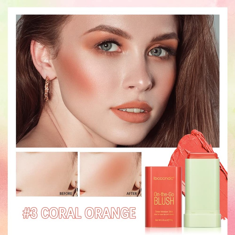 Yeweian Soft Creamy Blush Stick, Multi-use Makeup Blush Stick for