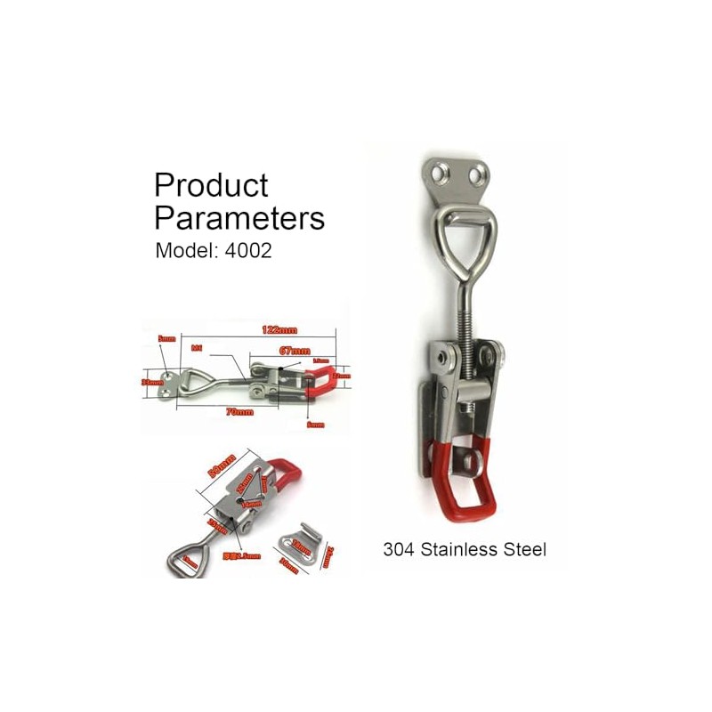 Aoktorkit 2PCS Toggle Clamp, 122mm, Stainless Steel, Red