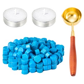 Set di Timbro Ceralacca,Timbro per Ceralacca,300 Pezzi Perline di Ceralacca con 1 Cucchiaio per Sciogliere Cera, 2 Candele per Inviti Biglietti Buste Confezioni di Vino Regalo
