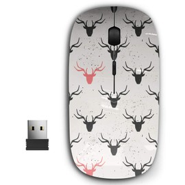 KAWAMOUSE 2.4G Ergonomic Portable USB Wireless Mouse for PC, Laptop, Computer, Notebook with Nano Receiver (Deer Head Silhouette)