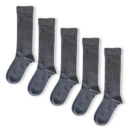 5pk Girls Bamboo (Viscose) Knee High Socks! Grey, UK Size 13-3 (7-10 yrs)