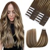 Sindra Tape in Hair Extensions Balayage Medium Brown to Caramel