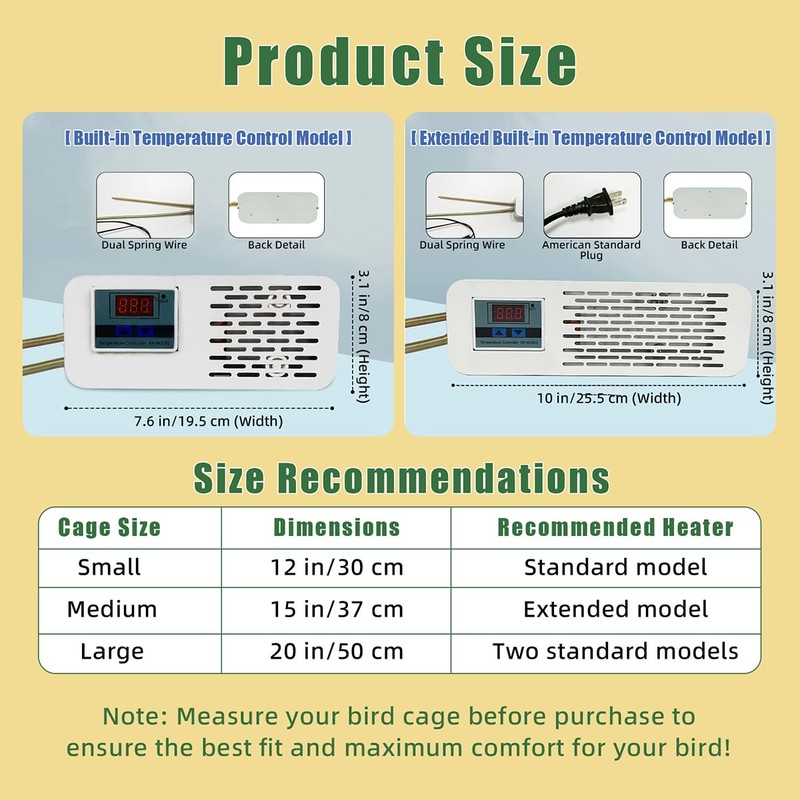 MANON ROSA Bird Cage Heater with Adjustable Temperature Control -