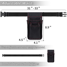 Keureedg Caulk Gun Tool Belt,Tool Belt for Men,Utility Belt Tool Bag for Caulk Accessories-Adjsutable Organizer Pocket Attachment,Small Pouch Holster,Work Apron,Multiple Pockets Waist Bag Pouch,Black