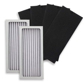 PUREBURG 2-Pack Replacement 2 HEPA Air Filters and 4 Activated Carbon Pre-Filters Compatible with Hamilton Beach 990051000 fits TrueAir Glow Compact Pet 04383 04384 04385 04386 Air Purifiers