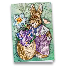 Ideen mit Herz Diamond Painting Greeting Card | Rhinestone Edition | DIN B6 | 370 g/m² | Includes Stones, Envelope & Tool ... (Rabbit with Flowers 02)
