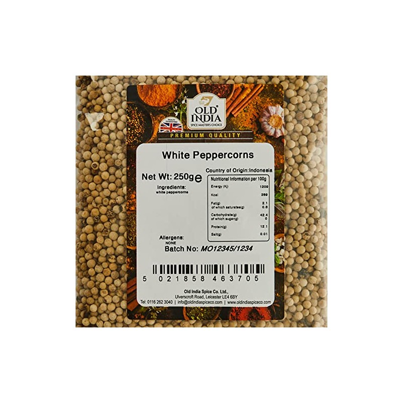 Old India White Peppercorns 250g