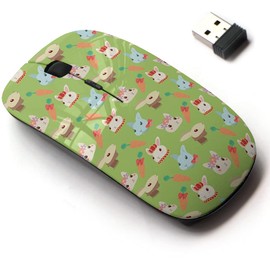 2.4G Wireless Mouse with Cute Pattern Design for All Laptops and Desktops with Nano Receiver - Cute Bunny Rabbit Colorful