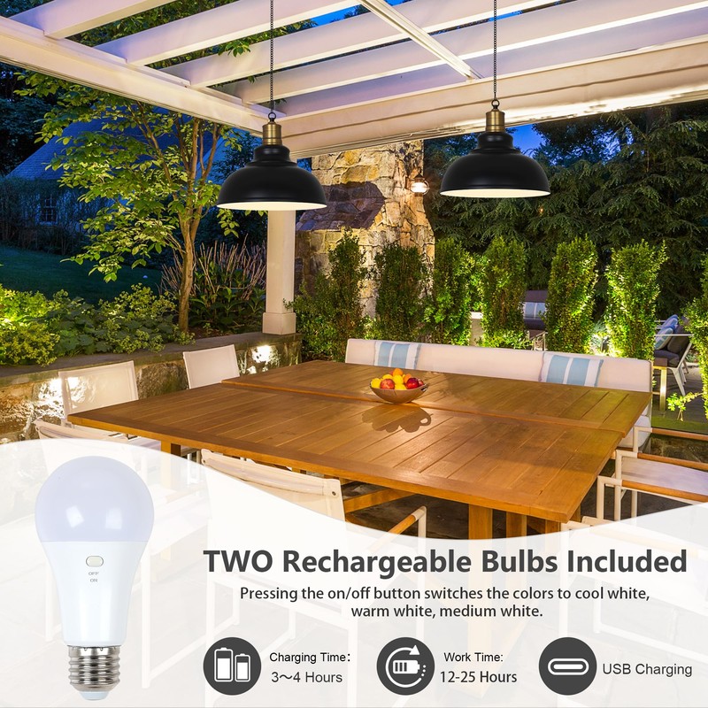 HMVPL Battery Operated Outdoor Chandelier for Gazebo, Rechargeable Outdoor Hanging