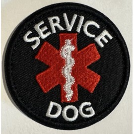 Unbranded Service Dog Sew on/ Hook And Loop Backing Embroidered Patch 3" x 3" Round
