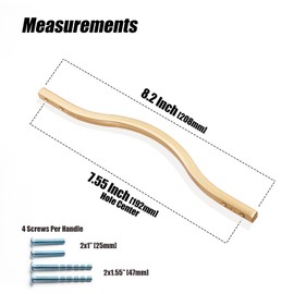 Goo-Ki Low Profile Brushed Brass Cabinet Pulls, Double Hole Centers (6.3''/7.6'') Zinc Alloy Handle for Drawer Cupboard Wardrobe,6 Packed