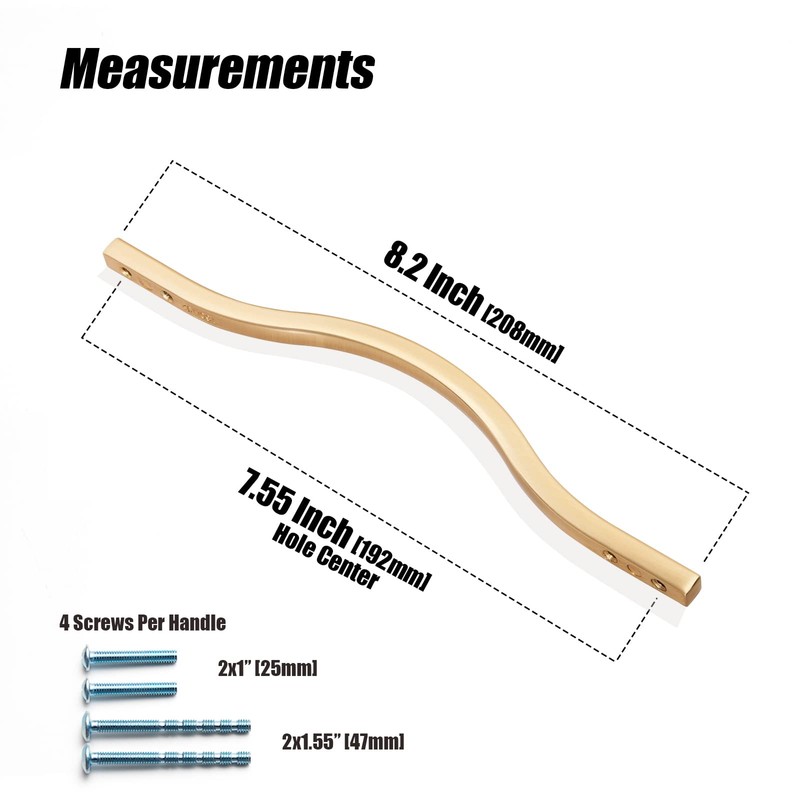 Goo-Ki Low Profile Brushed Brass Cabinet Pulls, Double Hole Centers