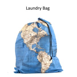 KIKKERLAND Polyester Travel Bags, Set of 4 - Laundry, Shoe Bags, Personal Item Bag, Storage Pouch, World Map Print
