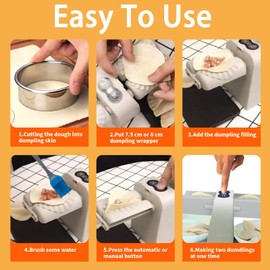 Electric Dumpling Maker Machine, Double Head Automatic Electric Dumpling Machine Maker Mould 2 Modes Household Quick Rechargeable Dumpling Maker with Empanada Maker,Dough Cutters,Spoon,Brush