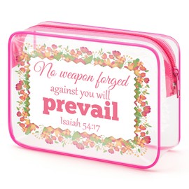 Christian Gift for Women Faith Bible Verse Makeup Bag Inspirational Quotes Gift Motivational Gift for Sister Friends Cosmetic Bag Baptism Gift Religious Birthday Christmas Gift PVC Travel Toiletry Bag
