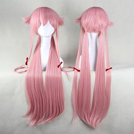 ANOGOL Hair Cap+Pink Long Straight Anime Game Cosplay Costume Party Full Head Wig Cosplay Wig For Halloween Wigs Women Cosplay Wig For Halloween Costume Party