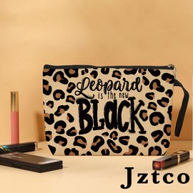 Jztco Leopard Print Makeup Bag - Gifts for Women, Handbag for Leopard Lovers, Birthday and Mother's Day Ideas for Mom, Sister, Friends - Leopard Is The New Black