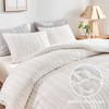 WARMDERN White Boho Duvet Cover Set King Size, Striped Textured