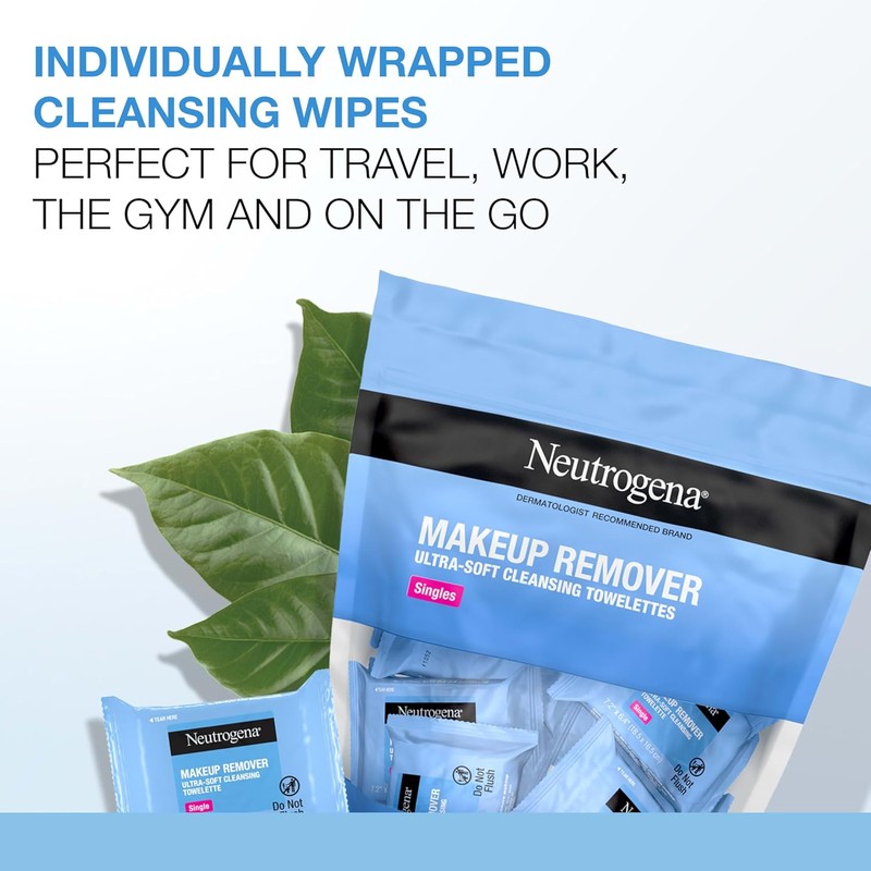 Neutrogena Makeup Remover Wipes Singles, Individually Wrapped, Daily Facial Cleanser