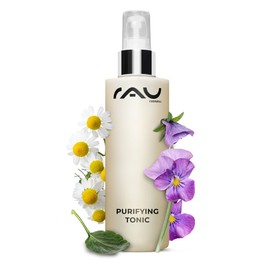 RAU Cosmetics Gesichtswasser für unreine Haut und fettige Haut - Purifying Tonic with Alcohol 200 ml - Spezial Toner gegen Pickel für das Gesicht - Mit Zink, Stiefmütterchen-Extrakt, Urea und Kamille
