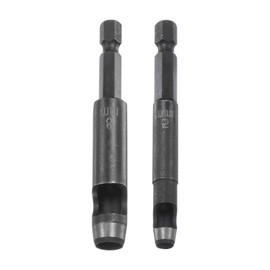 sourcing map 2pcs 5mm,8mm Leather Hollow Hole Punch 1/4" Hex Shank for Drills, Belt Hole Punch Punching Cutter Tool for Leathercraft Working