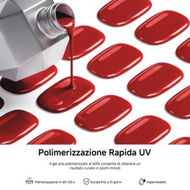 Bagavs Strisce Adesive Unghie Gel UV Piedi 32 PCS Rosso Pedicure Semi Indurite Effetto Gel Lucido
