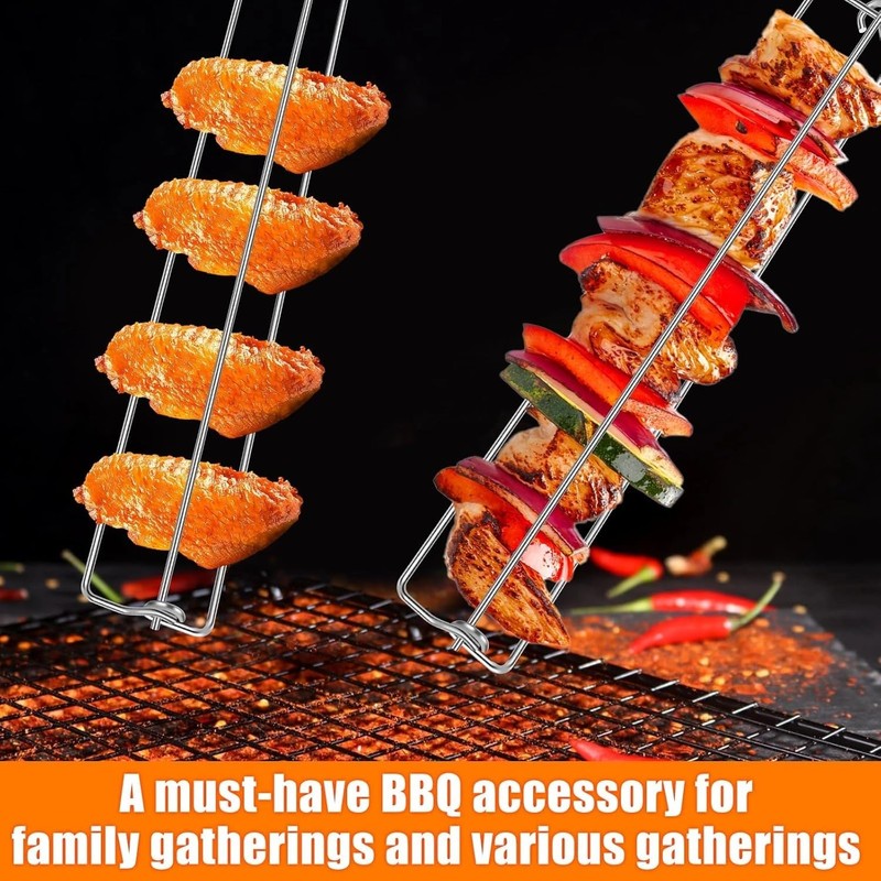 Lyfengdeam Chicken Wing BBQ Fork, Metal Grilling Rails, Wing Rails