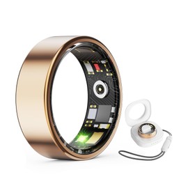 Pgtc Smart Ring, Fitness Ring for Men and Women, Heart Rate Monitor, Calorie Counter, Sleep Tracker, Pedometer, Health Ring, IP68 Waterproof Smart Ring Compatible with Android iOS (Gold, 12)