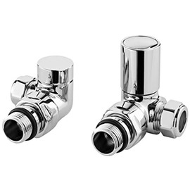 Chrome Corner Radiator Valves Towel Rail Valve Angled Pair Solid Brass 15mm TC-RVCC