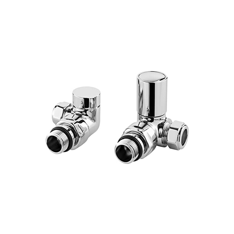 Chrome Corner Radiator Valves Towel Rail Valve Angled Pair Solid